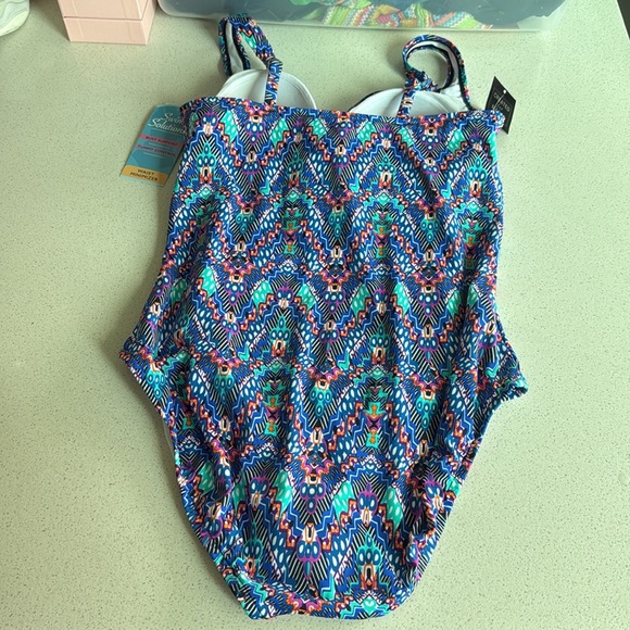 Women's Tummy-Control Shirred-Bodice One-Piece 16 - Picture 9 of 14